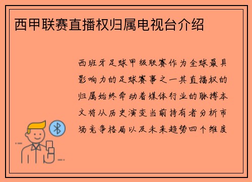 西甲联赛直播权归属电视台介绍